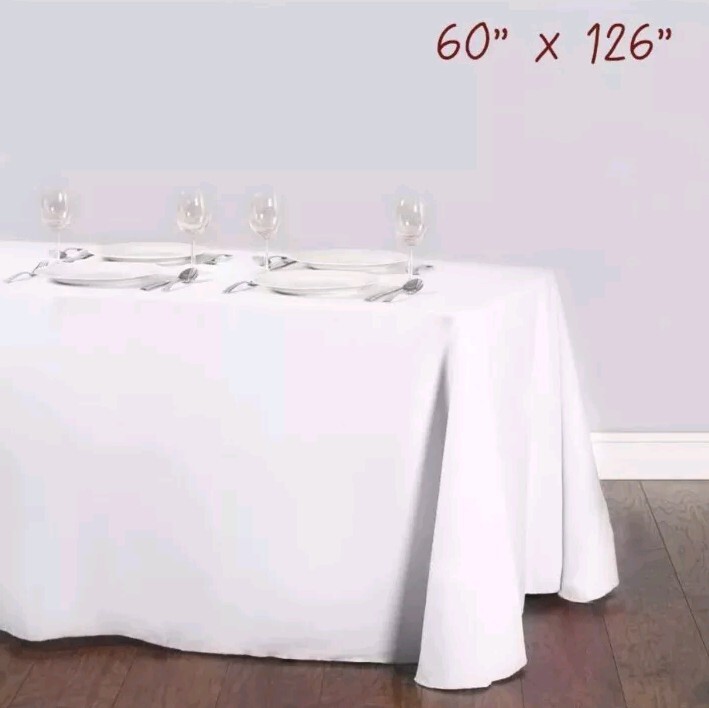 White Tablecloth 4pk Rectangular 60" x 126" Washable Stain Wrinkle Resistant