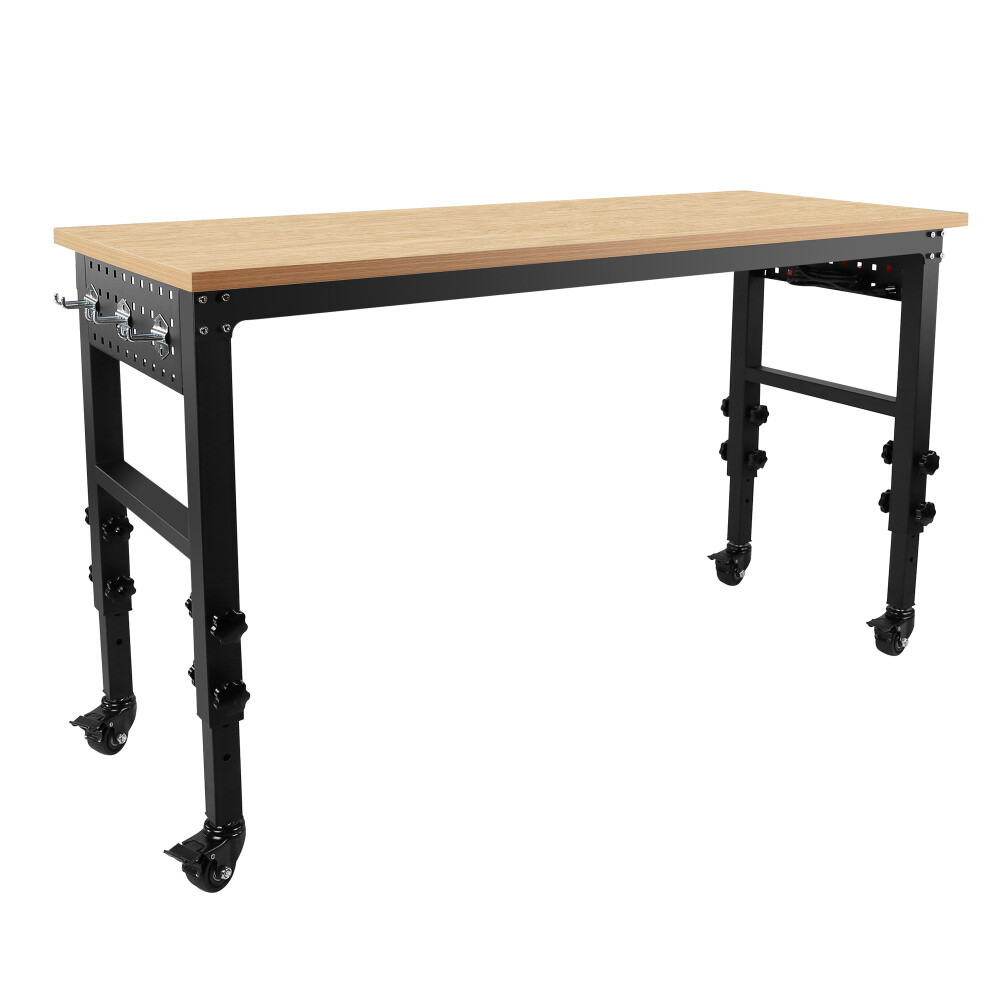 Large Load Capacity Rolling Heavy-Duty Worktable with Power Outlet and Wheels