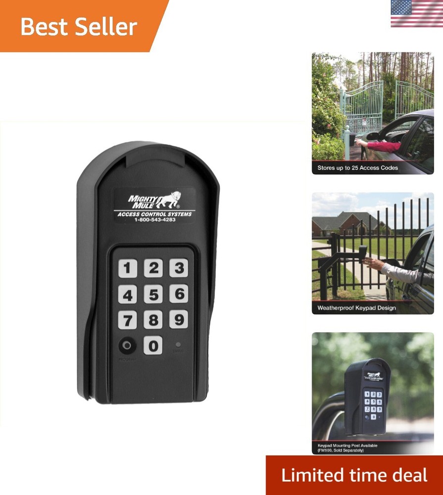 Wireless Digital Keypad FM137 - Programmable Access with 25 PIN Codes, Black