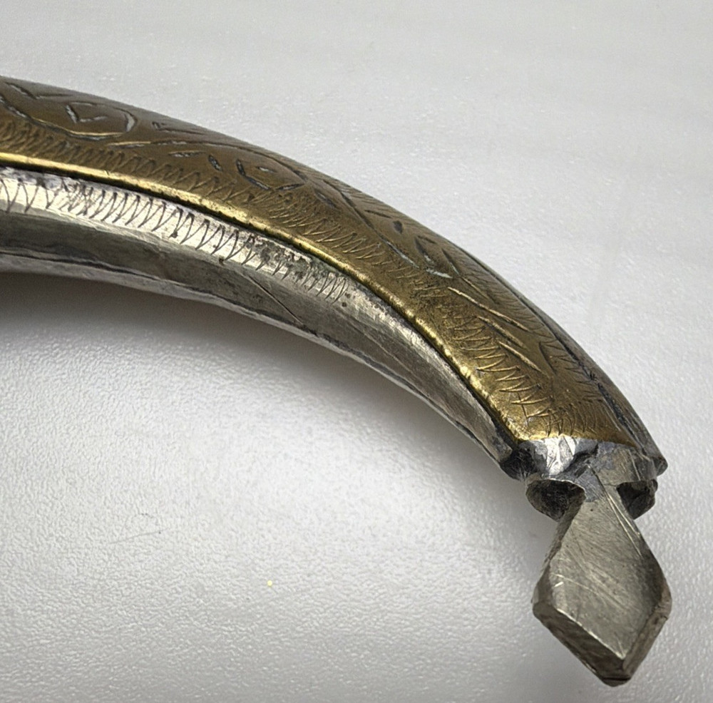 Old Moroccan Berber Islamic Dagger Sheath Only Silver Brass Inlay