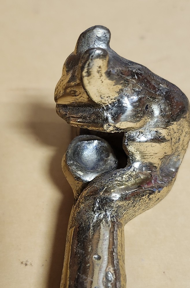 Vintage Squirrel On A Log Brass Nut Cracker Solid Heavy 6"