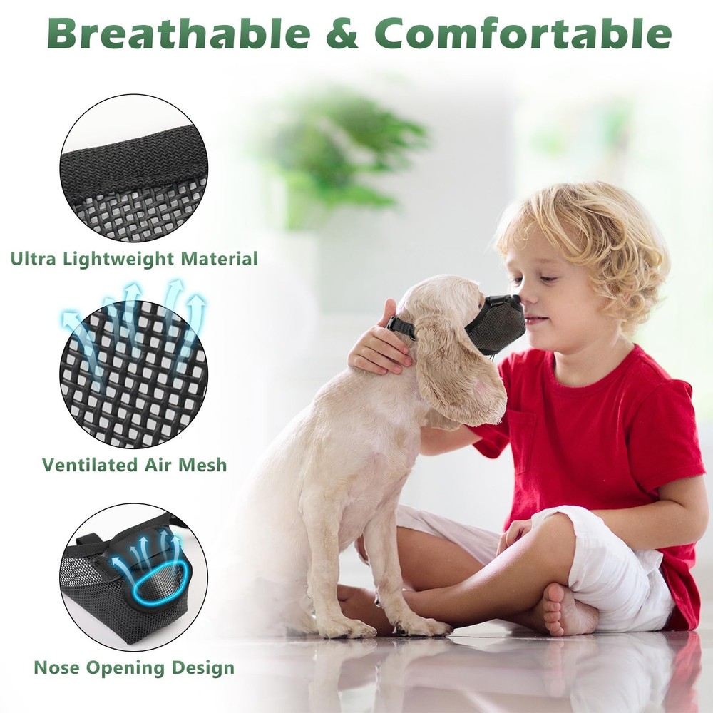 Dog Muzzle for Small Medium Large Sized Dogs, Adjustable Basket Muzzle for Do...