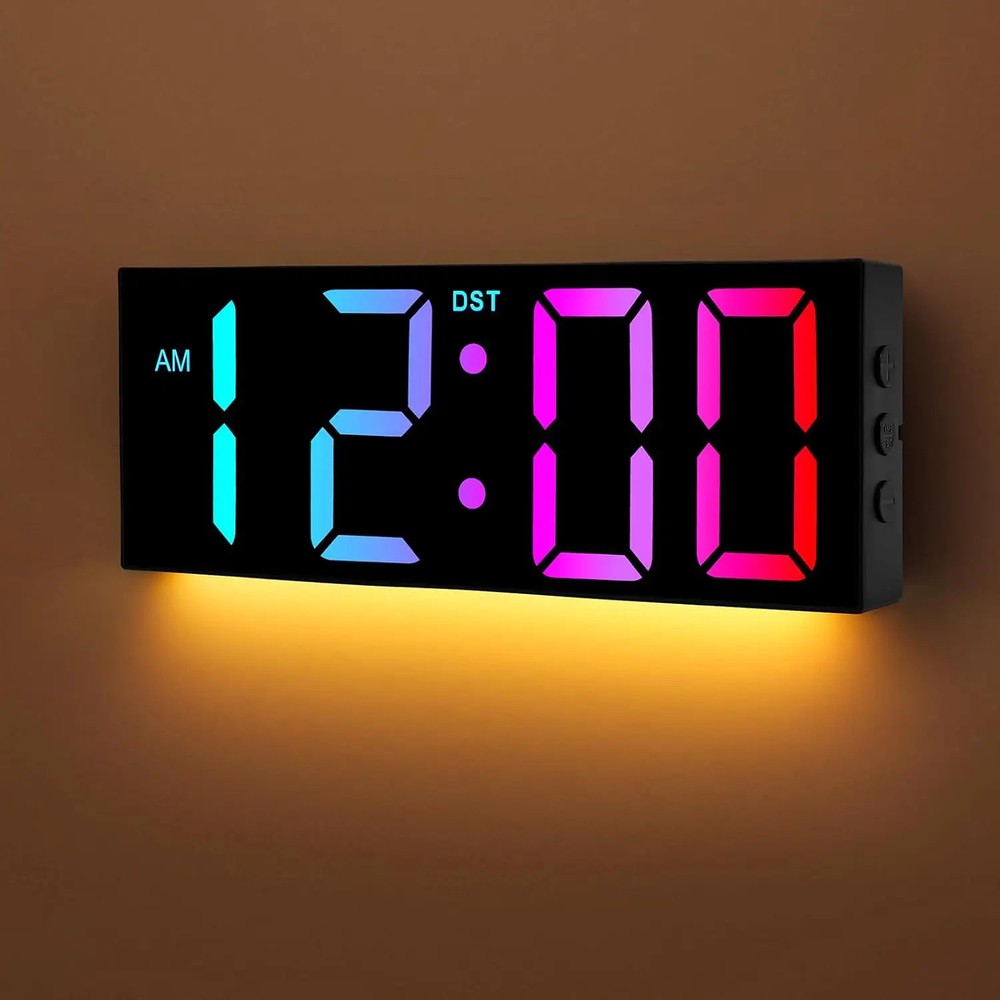 Large Digital Wall Clock Remote Control RGB LED Clock Full Screen Big Wall Clock