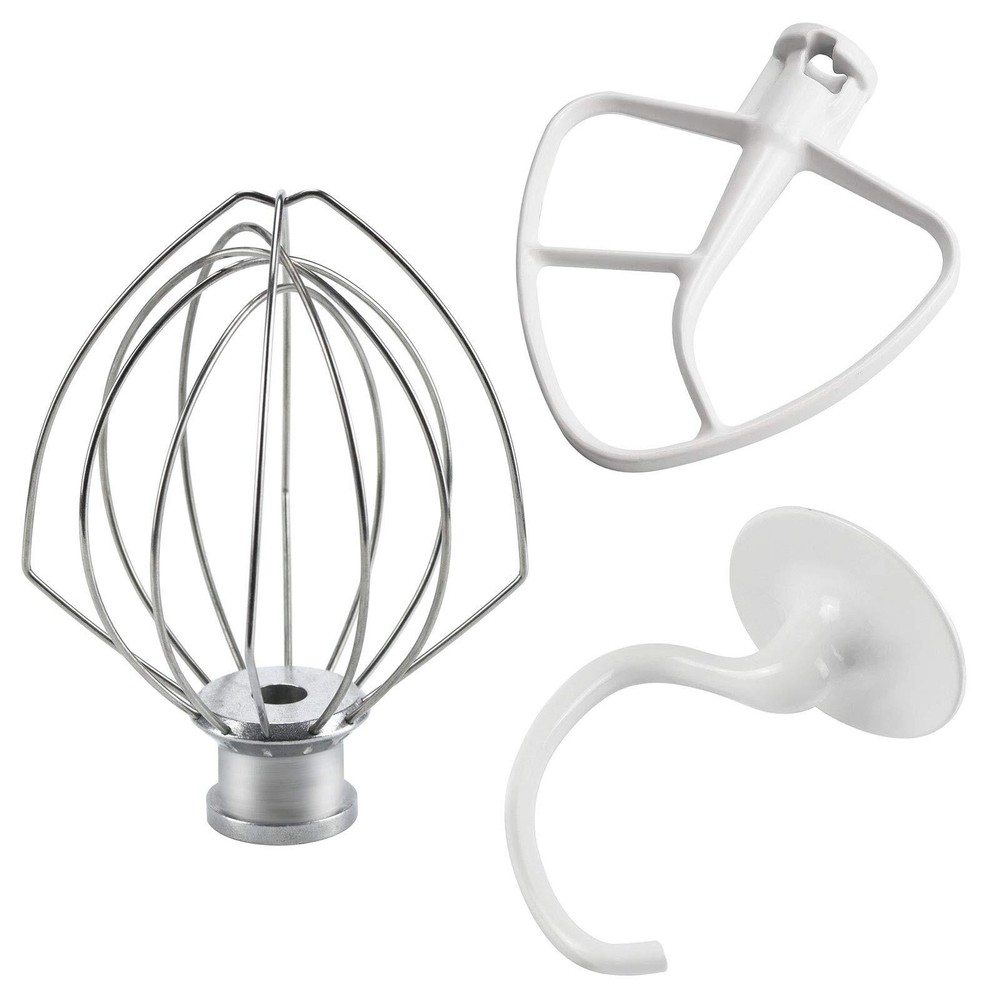 Mixer Accessories 3-Piece Set Includes Dough Hook Flat Blade Paddle Wire Whip