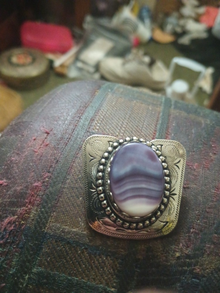 Purple Agate Cab Cabochon Gemstone Bolo Tie Clasp