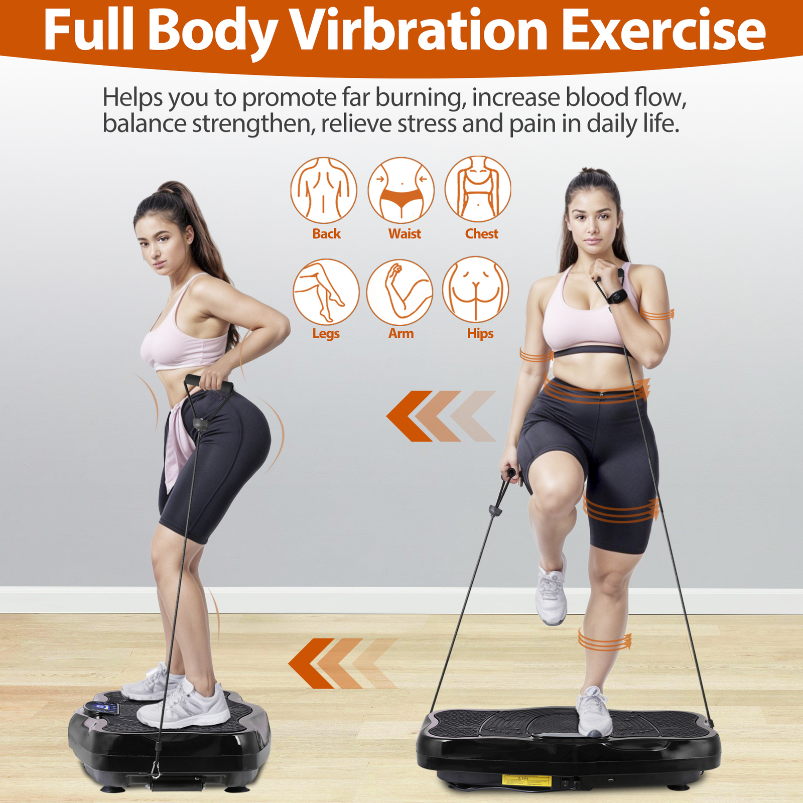 Vibration Plate Exercise Machine 330 Lbs Weight Capacity for Weight Loss Black