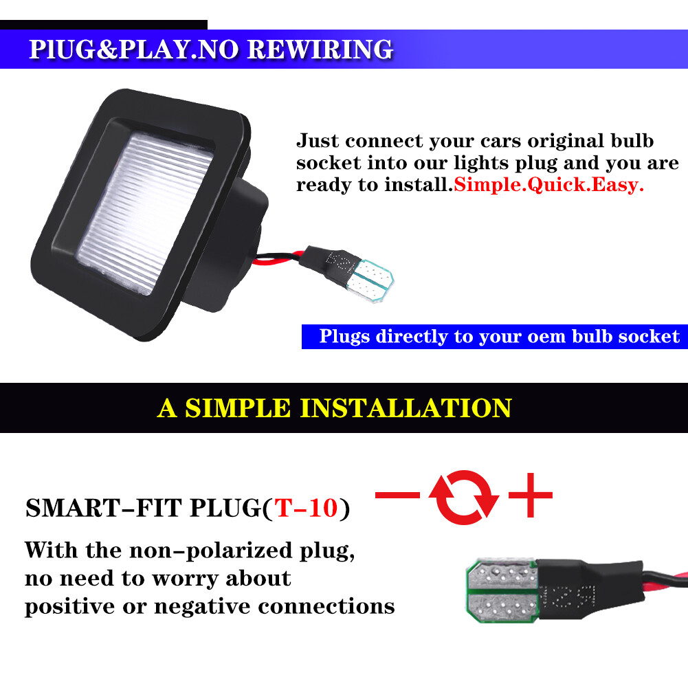 White LED License Plate Light Assembly For 2015-2020 2021 2022 2023 Ford F-150