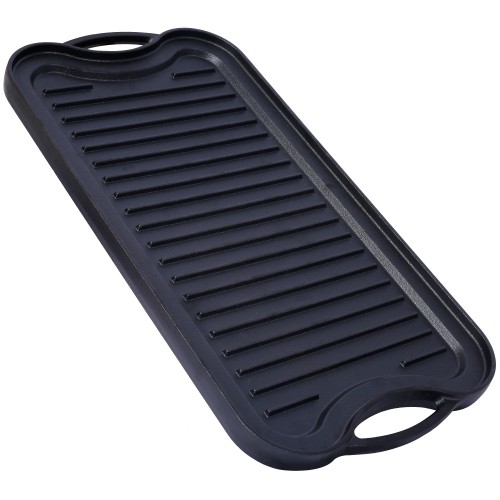 Pre-Seasoned Cast Iron Reversible Rectangular Grill/Griddle, Black,20inch x 10in