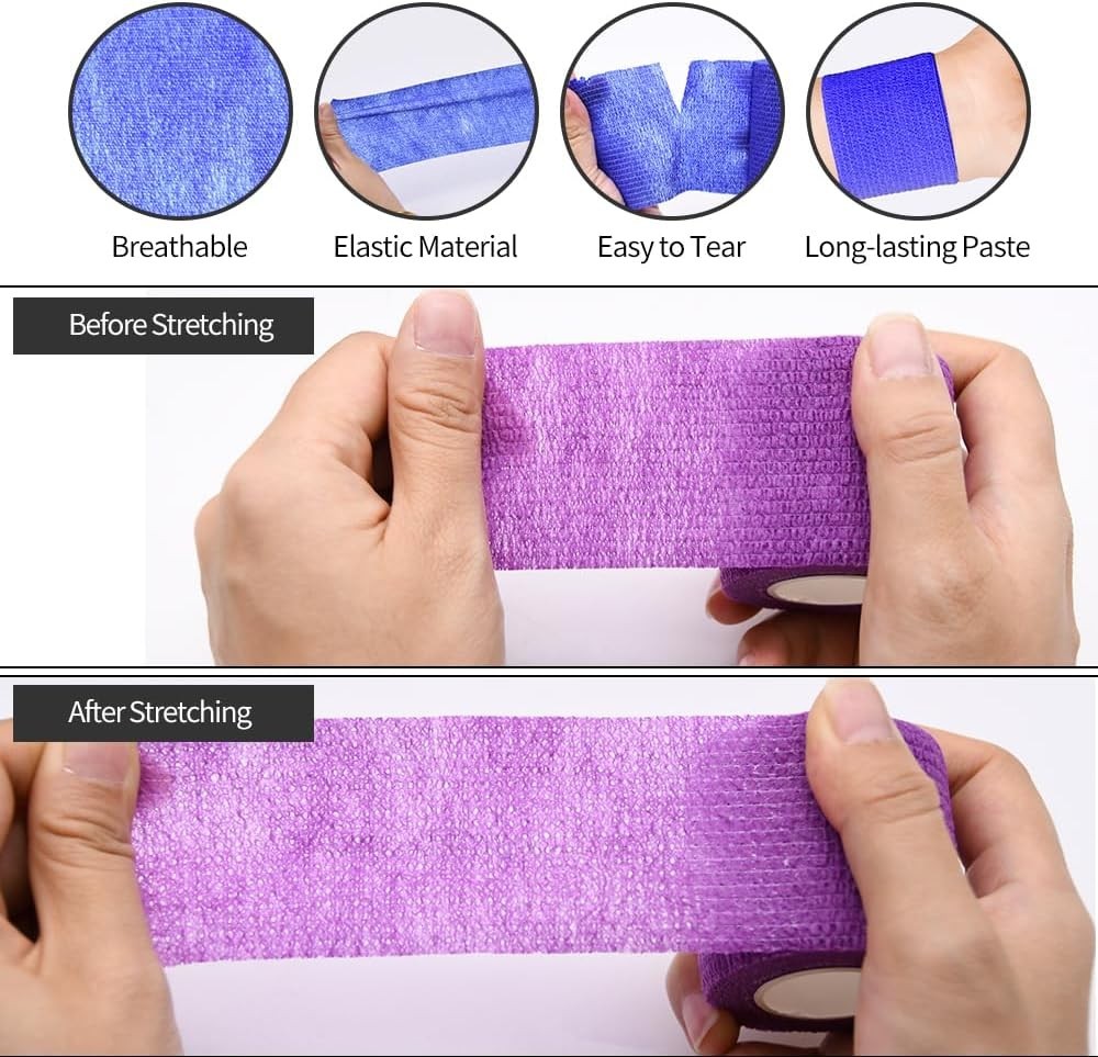 6pcs 2in Self Adhesive Bandage Wraps, Vet Wraps, 12 Colors to Choose, 5 Yard ...