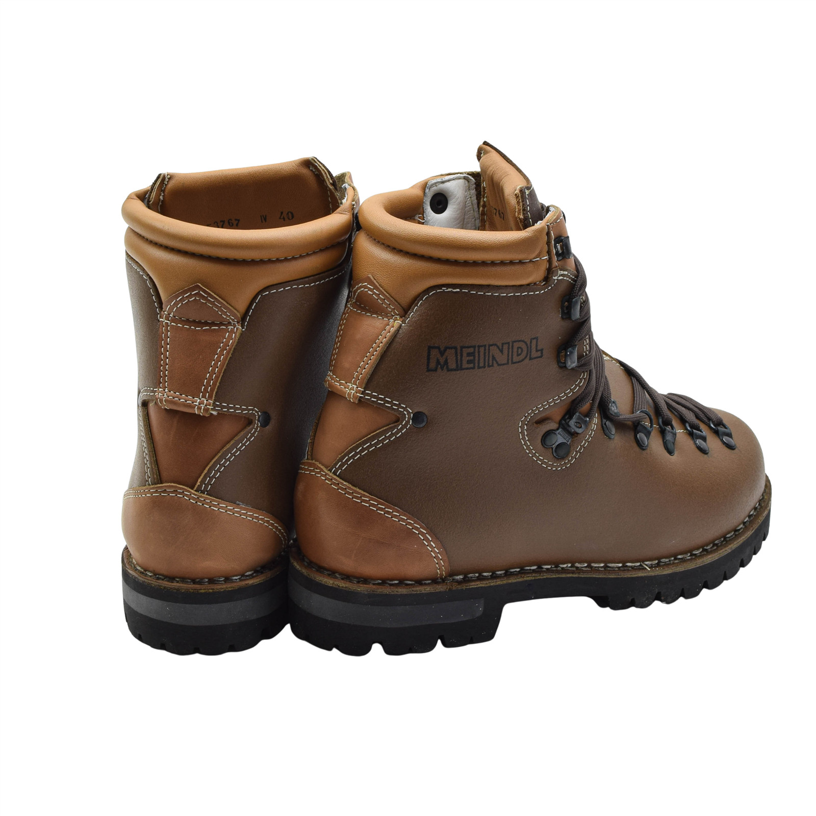 Original German Military MEINDL Hiking Boots Leather Vibram Sole Brown