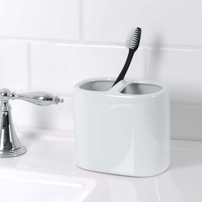 Basic Ceramic Toothbrush Holder White Bathroom Accessories Toothbrush Storage