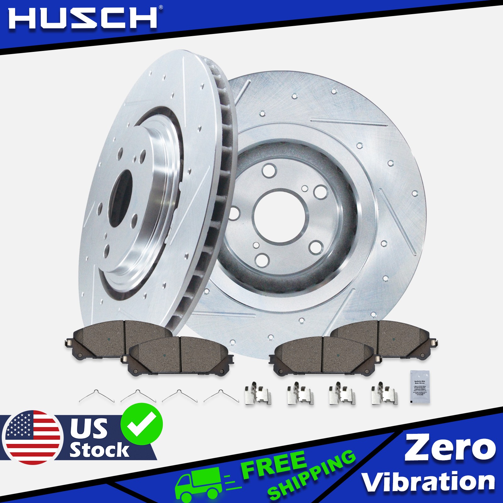 Front Drilled Rotors + Brake Pads for Toyota Sienna Highlander Lexus RX350 NX300