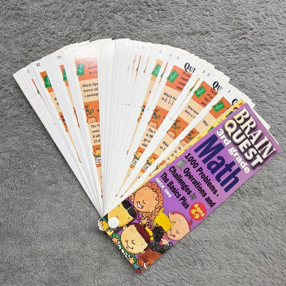 Brain Quest 3rd Grade Math 1000 Problems Operations Challenges Deck One Ages 8-9