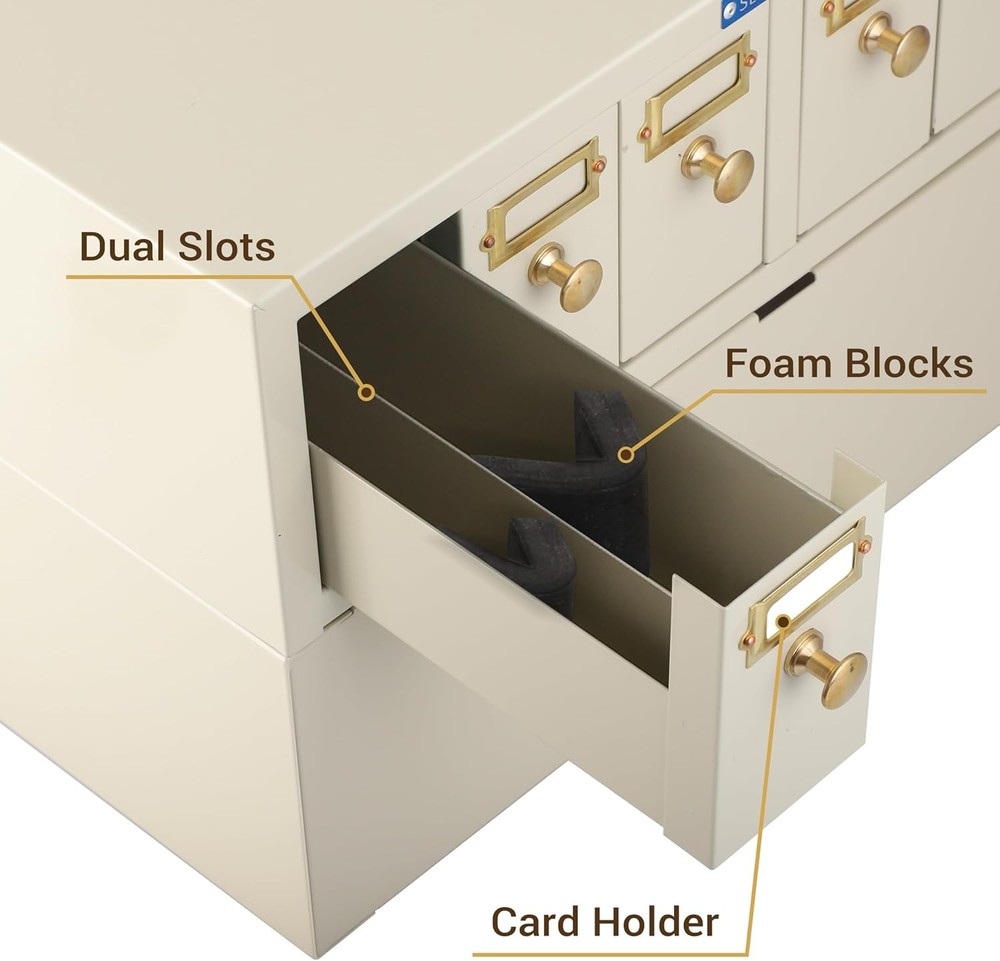 Microscope Slide Storage Cabinet,6 Drawers,Metal, Stackable, Tan NEW