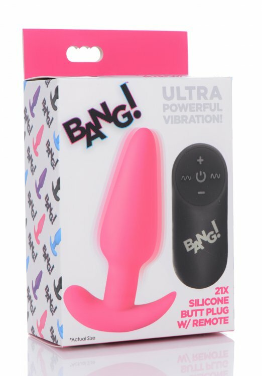 Bang! Pink 21x Vibrating Silicone Rechargeable Butt Plug With Remote Control