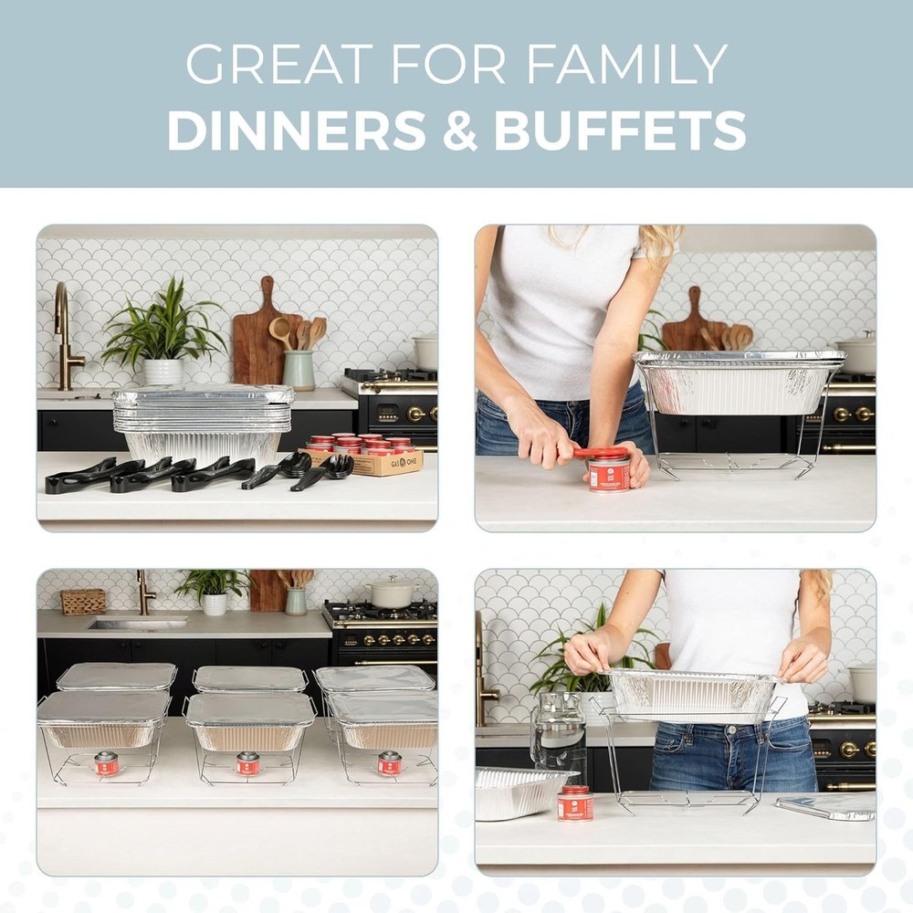 Impress Guests with 6-Pack Disposable Buffet Warmers - Easy Setup & Cleanup