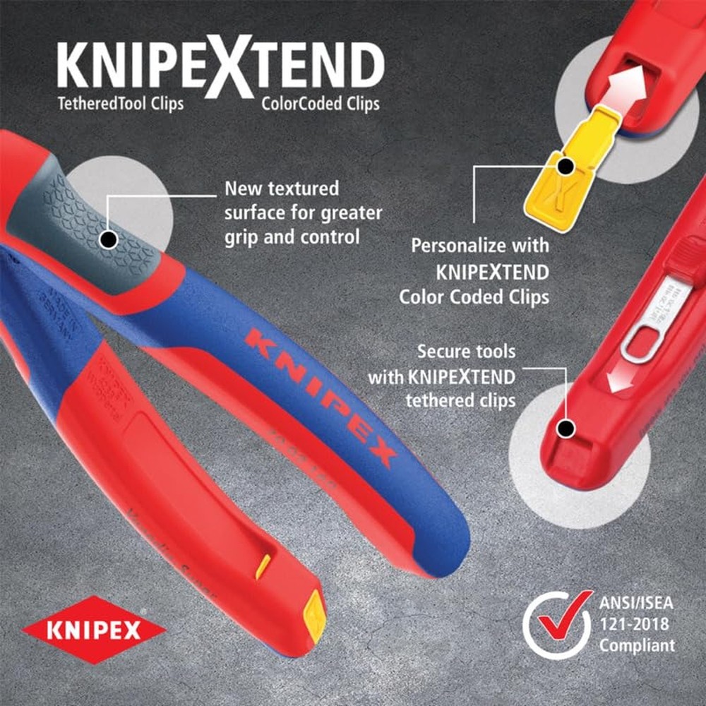 KNIPEX Tools - Long Nose Pliers With Cutter, Multi-Component (2612200), Multi...