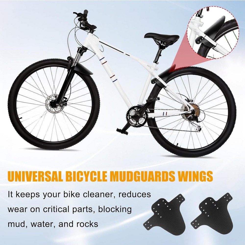 Bicycle Mudguards Front Rear MTB 2PCS Carbon Fiber Pattern