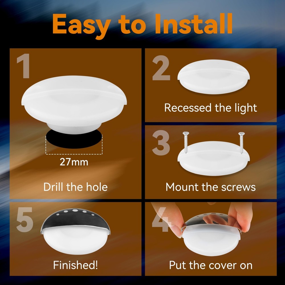 RVZONE Boat Courtesy Lights Waterproof Interior Lighting Deck White