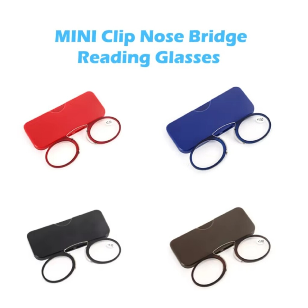 MINI Clip Nose Bridge Reading Glasses Portable Presbyopic Glasses With Case NEW