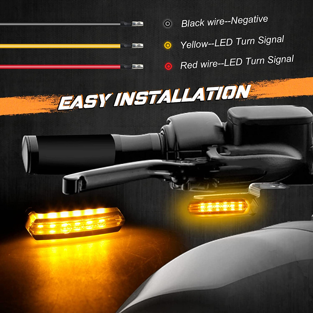 Motorcycle LED Handlebar Turn Signals Sequential Front Blinkers Running Lights