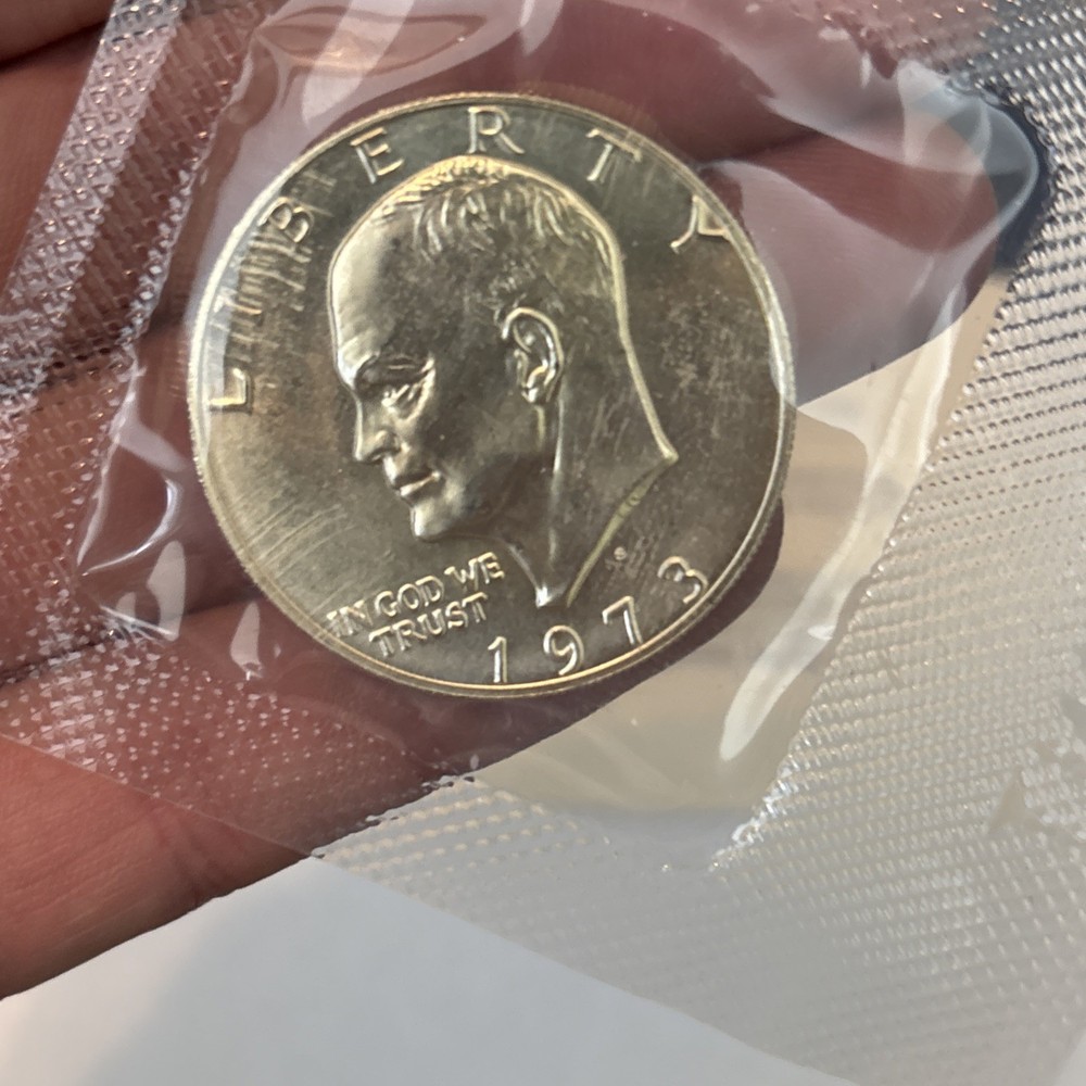 1973 S Eisenhower SILVER Dollar Uncirculated Blue Envelope US Mint OGP/COA