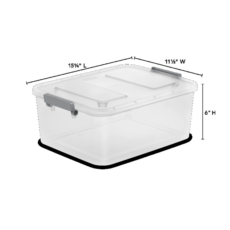 Sterilite 12.7 Quart Modular Latch Box,Clear Plastic Storage Box with ID Latches