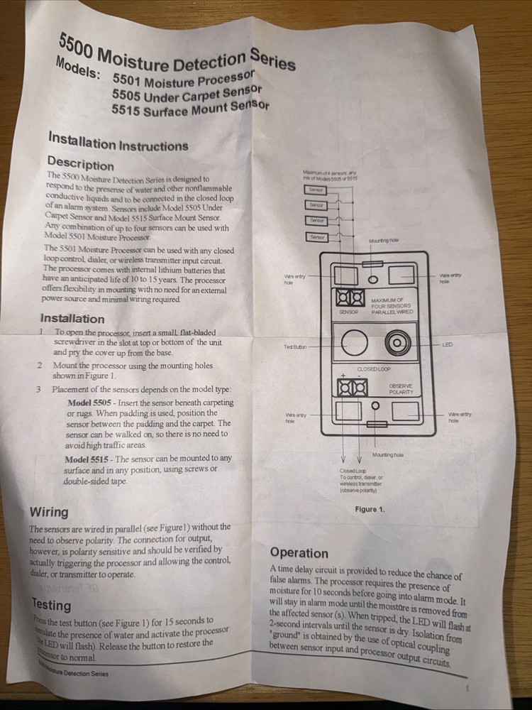 GE Interlogix 5500 Series 5515-G-1PK Moisture Detection Sensor