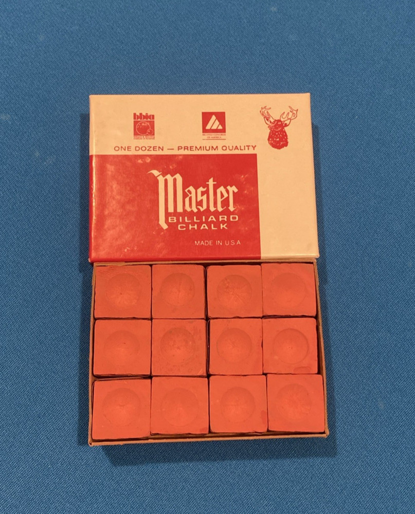 Master Billiard Pool Cue Chalk 12 PC Box - GREEN BROWN RUST