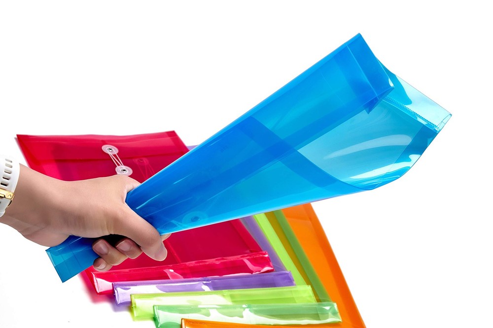 FANWU 12 Pack Assorted Colors Plastic Envelopes Poly Envelope Expandable File Do