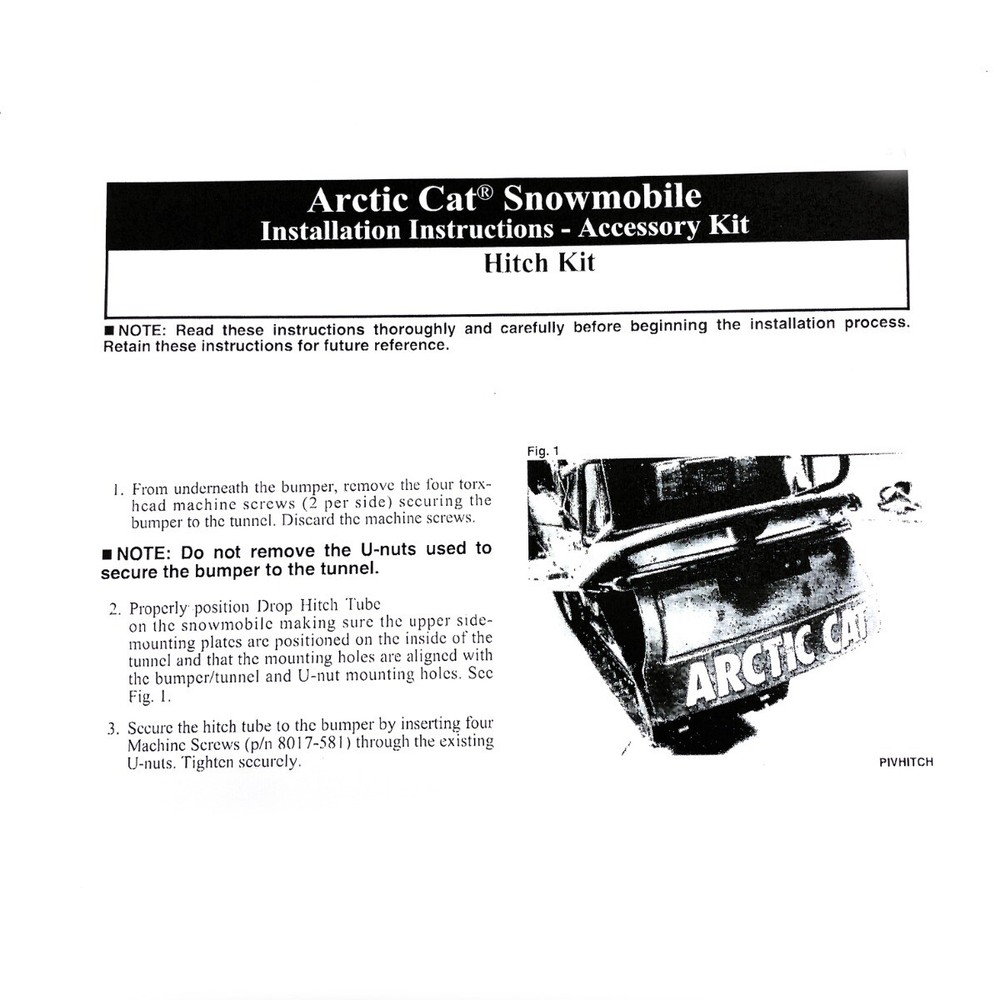 Arctic Cat, BUMPER/HITCH, 2000 ZR