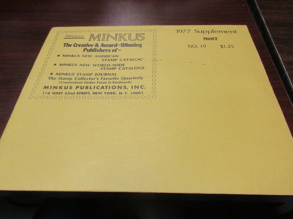 "MINKUS"  ALBUM PAGES  1977  SUPPLEMENT FRANCE #19    W/FREE SHIPPING!!!