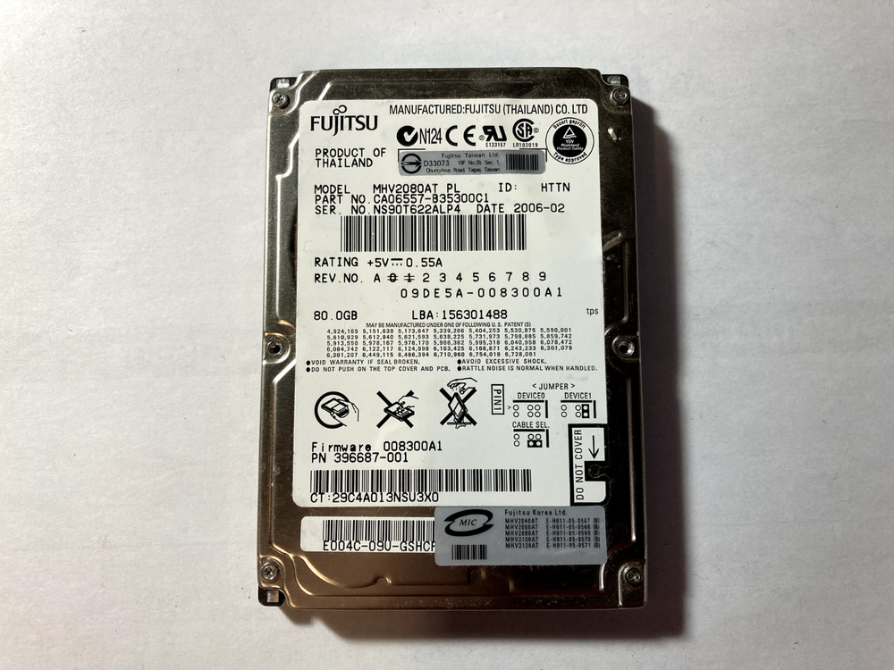 Fujitsu MHV2080AT Notebook Hard Drive Tested