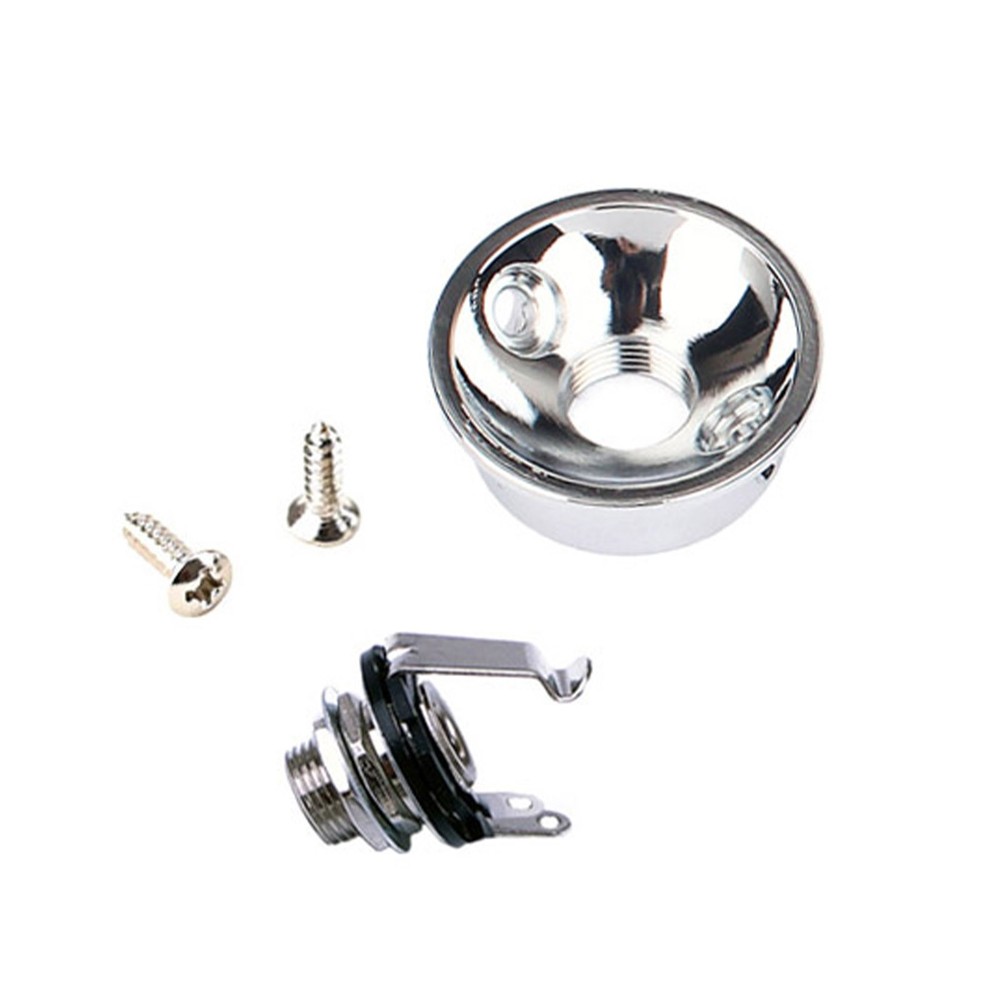 6.35mm Plug Socket Jack Plate Holder Electrosocket Electric Guitar Chrome Tool[