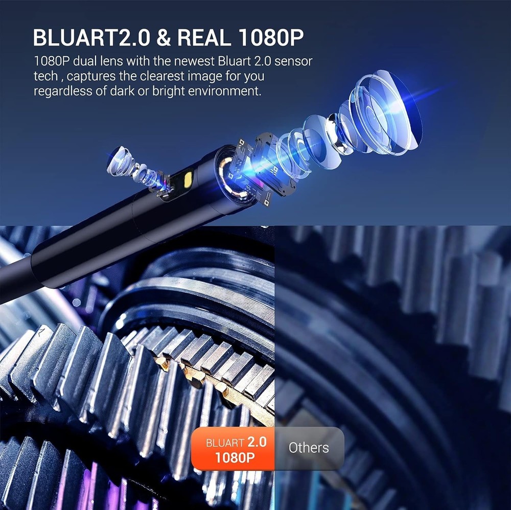 Waterproof Borescope, 4.3" LCD Screen, 16.5FT Cable