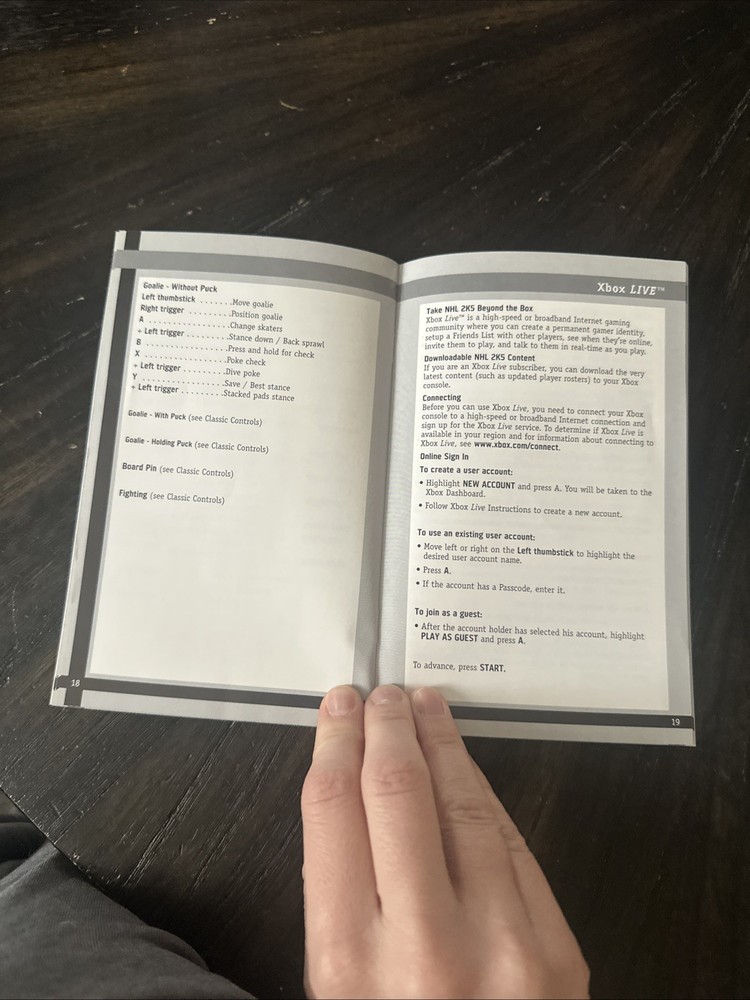 XBOX Manual Only ESPN NHL 2K5