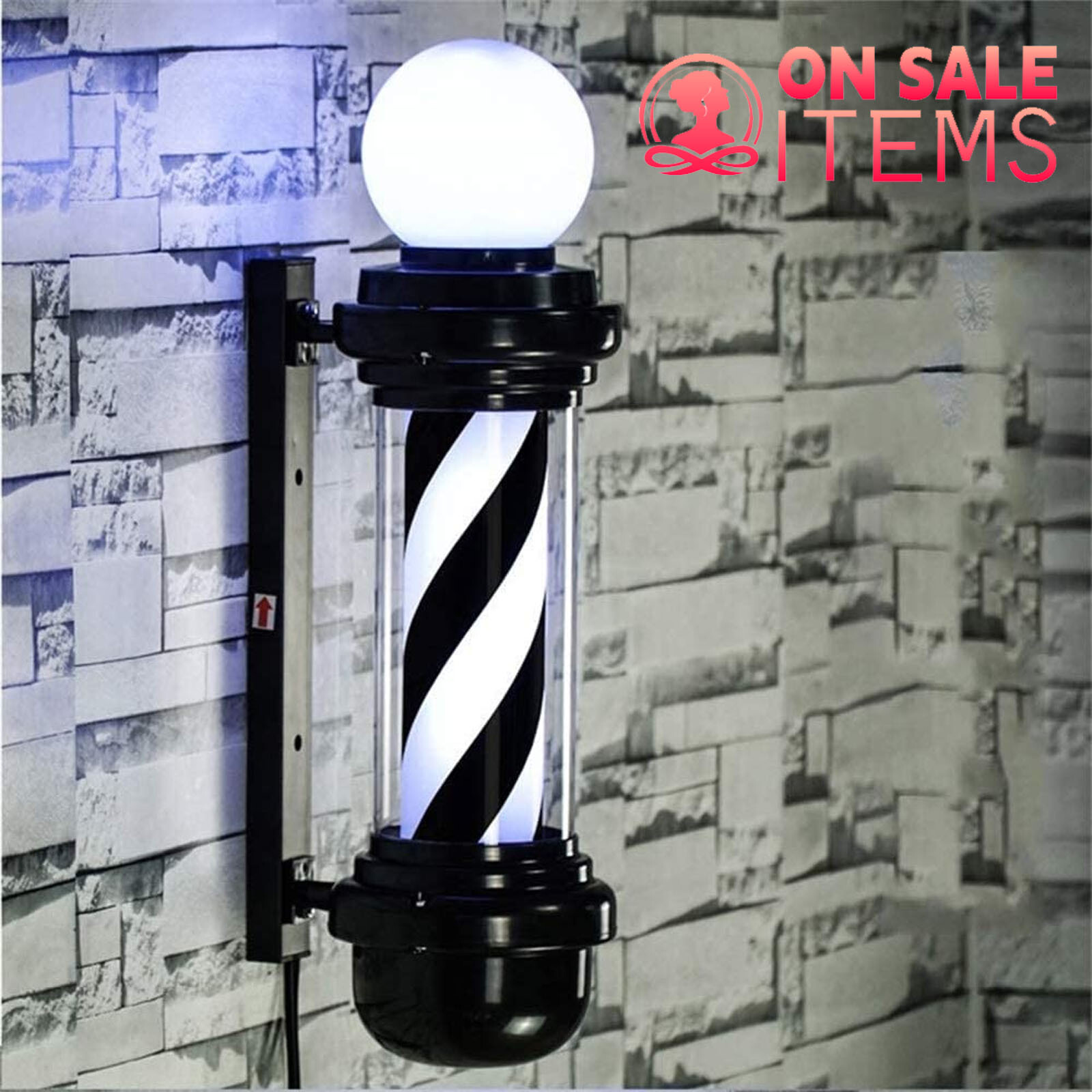 Outdoor Barber Pole Light Hair Salon Open Sign Barber Shop Rotating LED Stripes