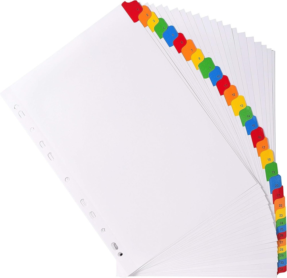 Exacompta - Ref 1131E - Printed Indices - Suitable for A4 Documents, Pre-Punched