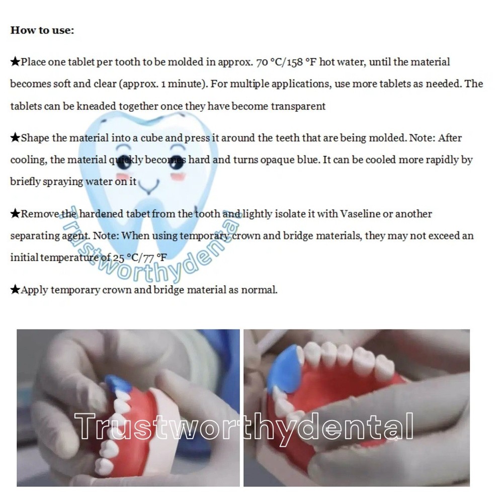 Dental Temptabs Blue Thermoplastic Impression Tablets Temporary Crown&Bridge