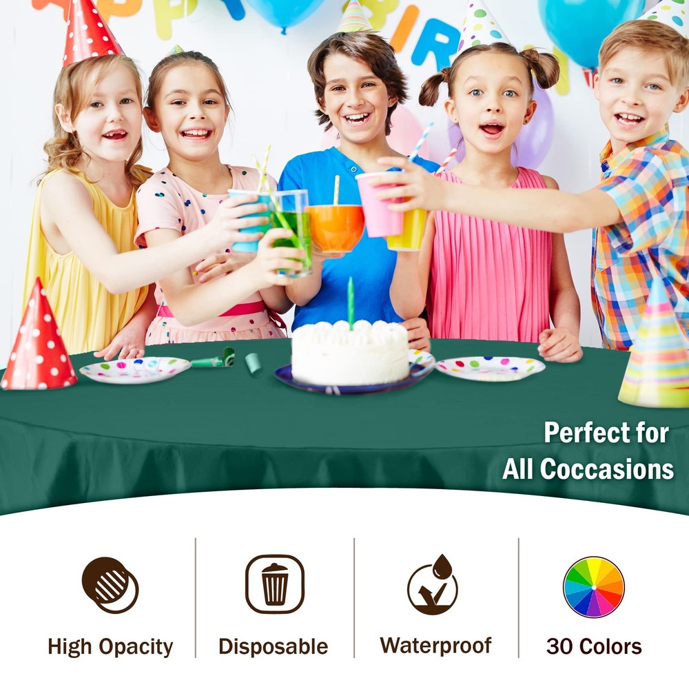 12-Pack Premium Plastic 84-Inch Round Tablecloth - Dark Green