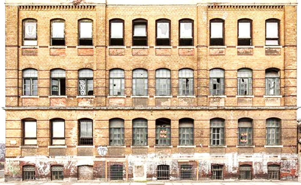 HO Scale Building Background FLAT /  2D, "Factory Bldg 11"  Backdrop Railroad.