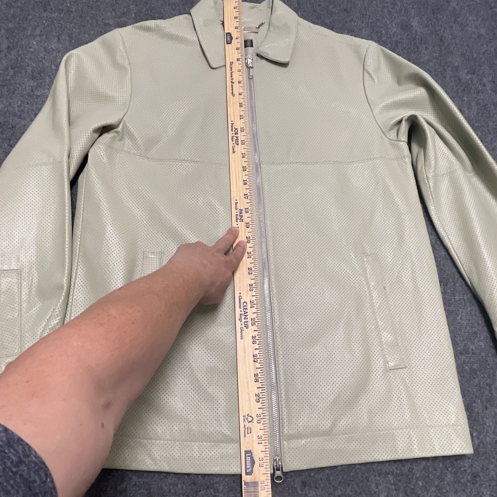 Tiger Woods Collection Light Green 100% Leather Jacket Size Medium EUC