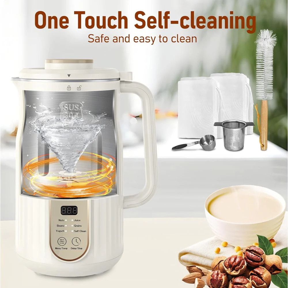 Nut Milk Maker, Automatic Plant-Based Milk Machine, 35oz Capacity, White
