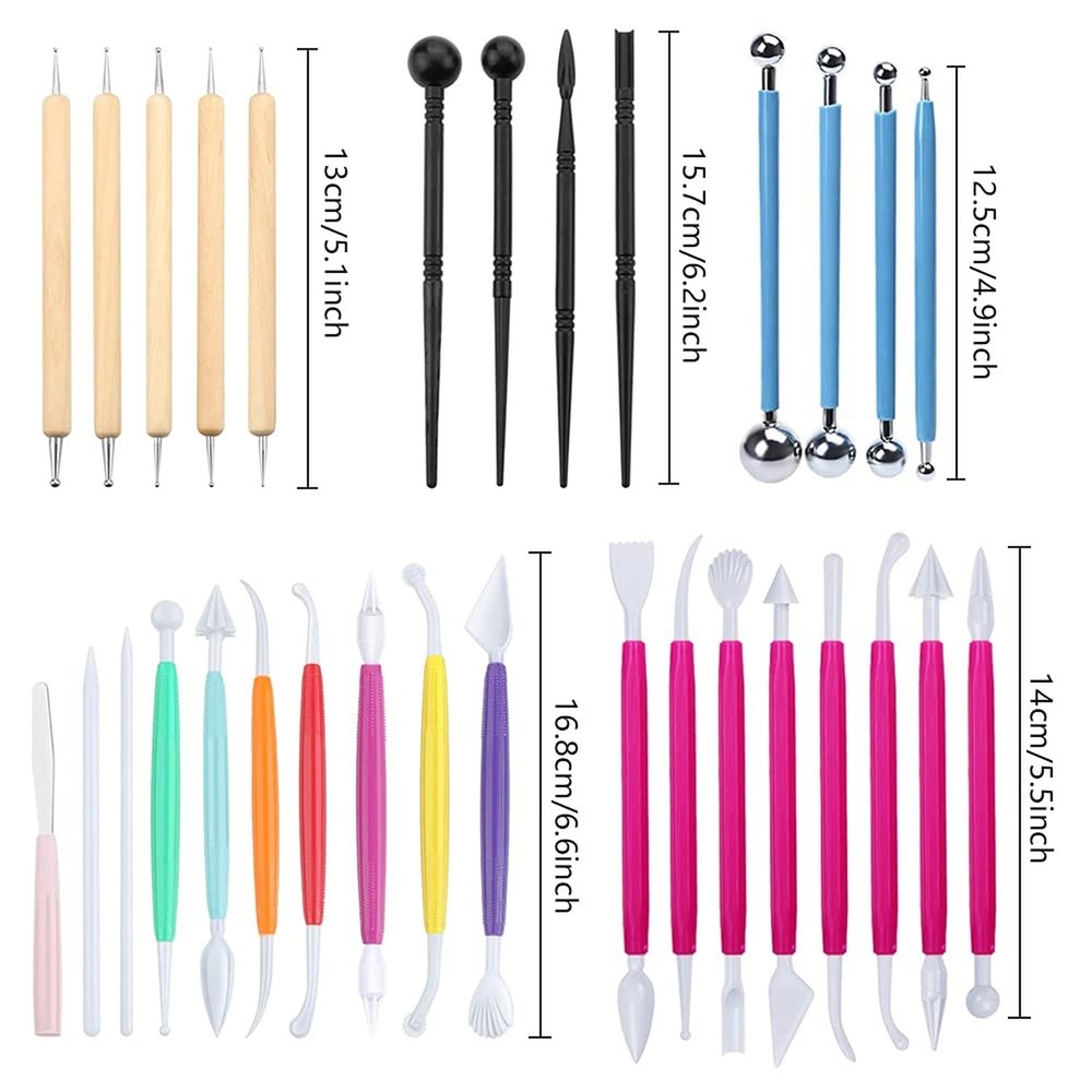31pcs Fondant Cake Modeling Decorating Hand Sculpting Tools Kit for Cookie Ca...