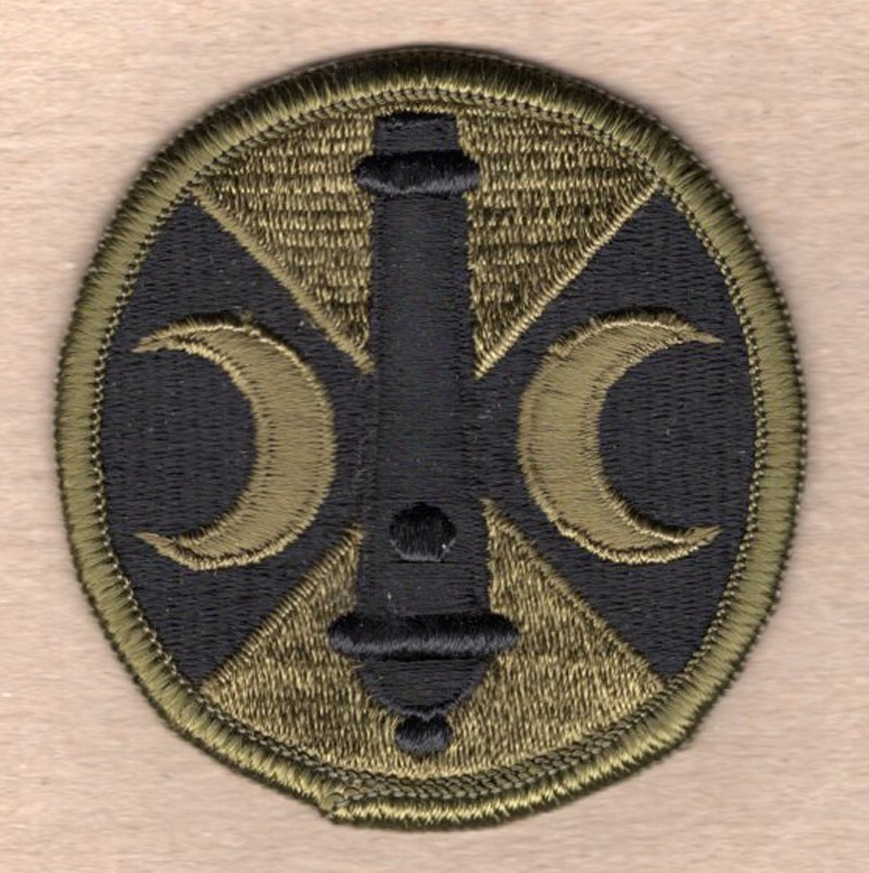 Army Patch:  210th Field Artillery Brigade - subdued, merrowed edge