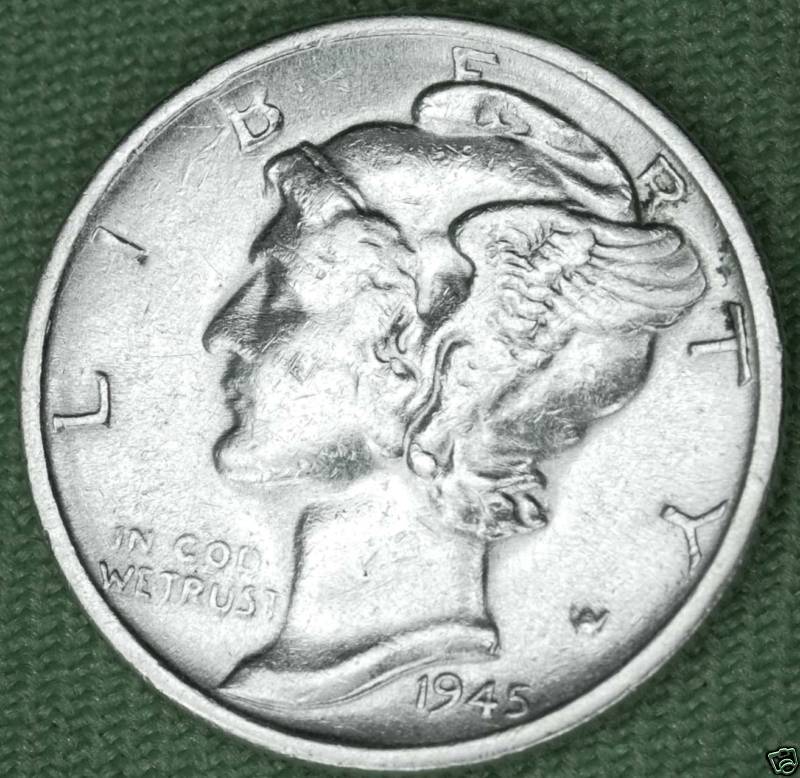 1945-s Mercury Dime. Error. Micro "s" Mint Mark. High Grade (Inventory A)