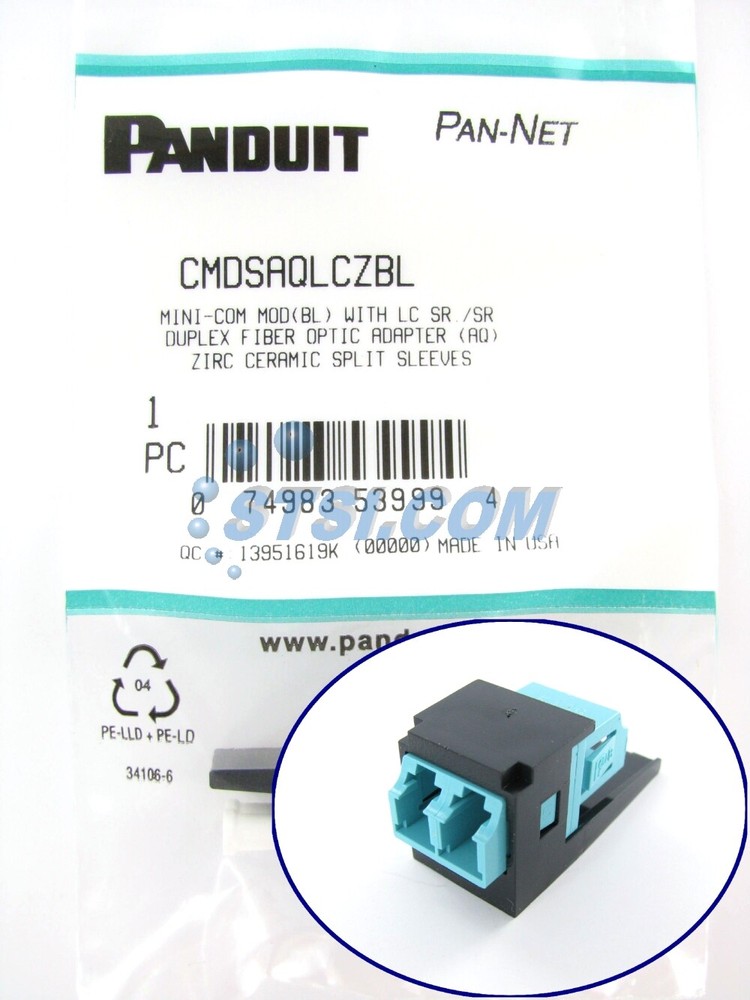 Panduit CMDSAQLCZBL LC Duplex OM3/OM4 Fiber Optic Adapter Module ~STSI
