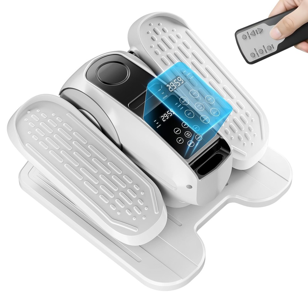 Under Desk Elliptical Exercise Machine, Mini Medium, Black and White