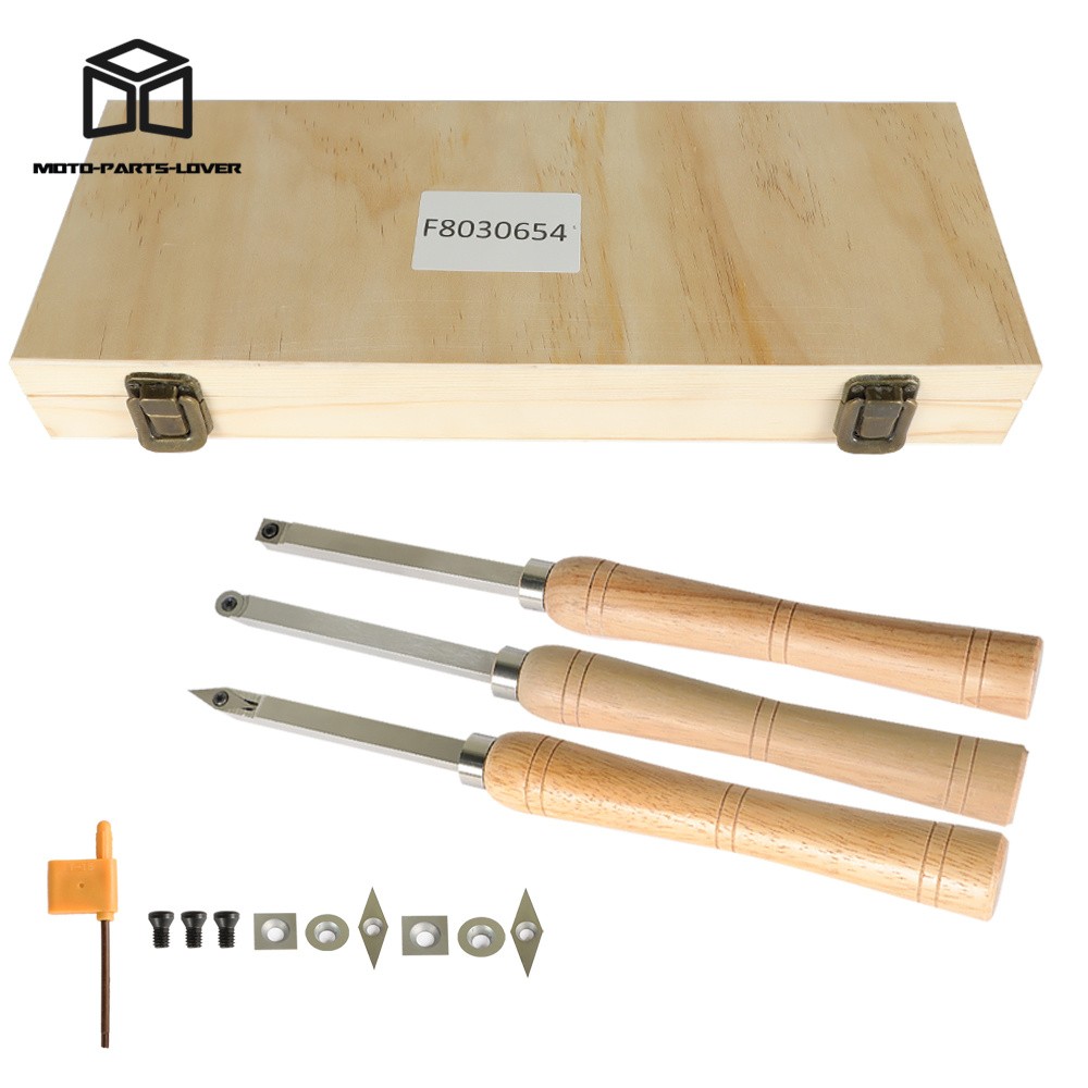 3 Pcs Set Carbide Woodturning Tool Mini Size Diamond Shape Round & Square Tool