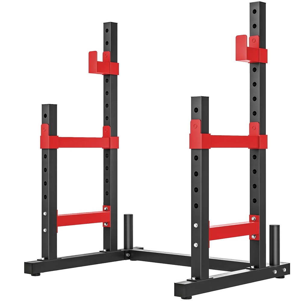 Adjustable Squat Rack, 660lbs Multi-Functional Bench Press Rack, Red